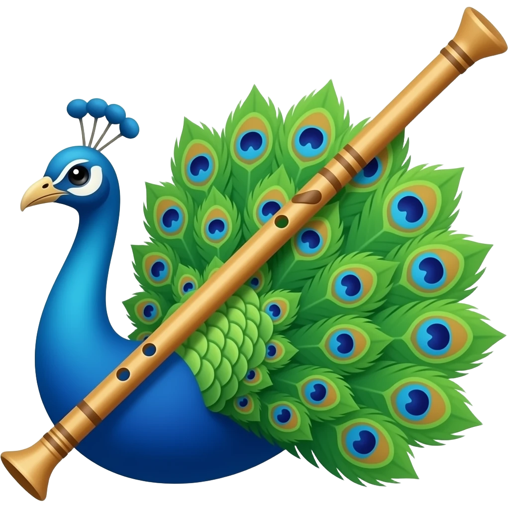 Flute and peacock emojis emoji