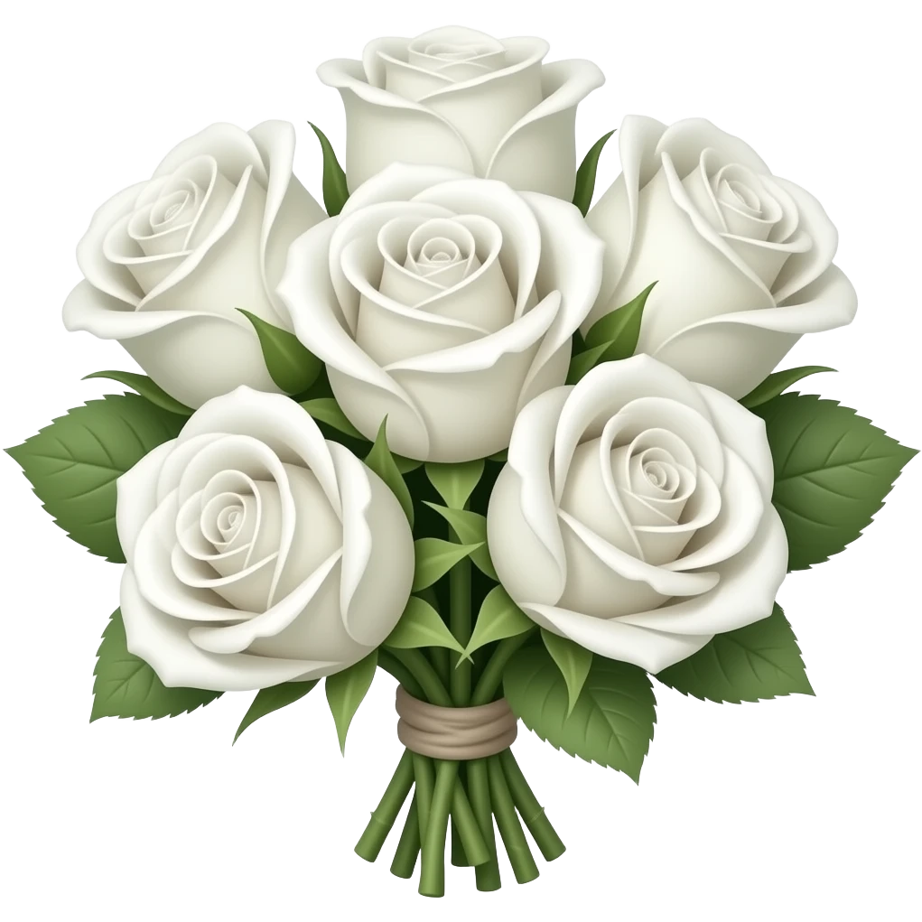 یه دسته گل رز مینیاتوری سفید واسم بساز emoji