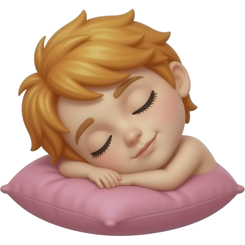 Sleeping ginger in pink emoji