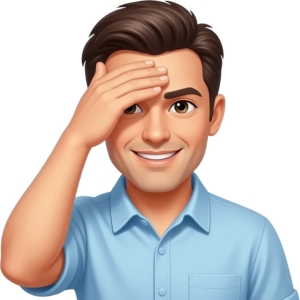 Hand covering forhead man with waves emoji