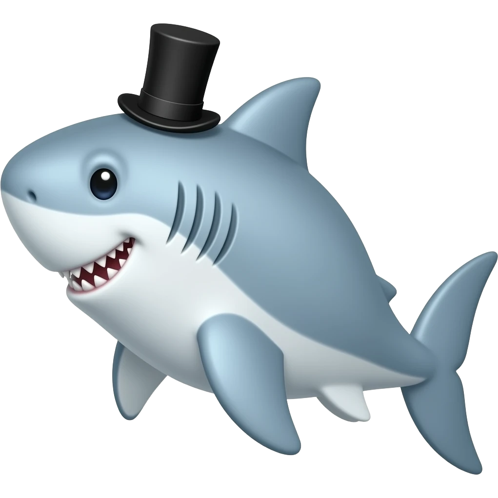 Shark with a top hat emoji