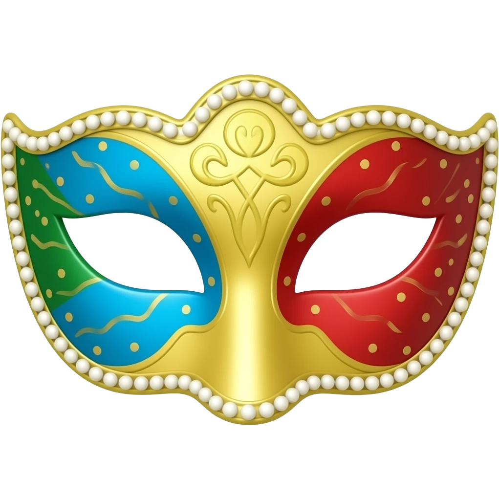 Green, Blue, Yellow and Red Venetian carnival mask emoji