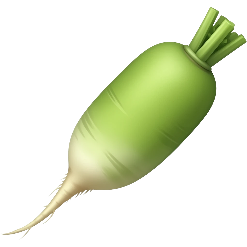 빨간색에서 초록색으로 만들어주고 무가 좀 길쭉하게 해줘 emoji