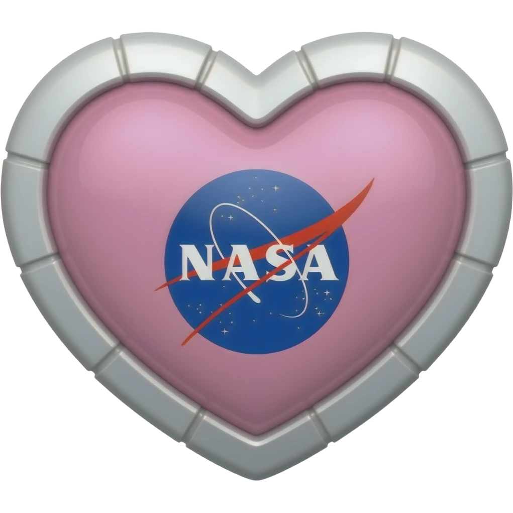 heart, light pink and light grey, spacesuit-themed border, nasa, technology, minimalism, simple emoji