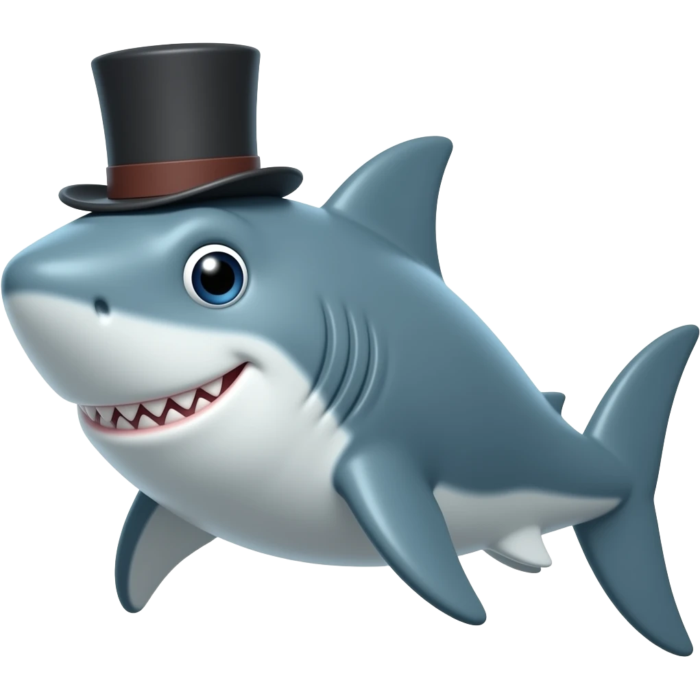 Shark with a top hat emoji