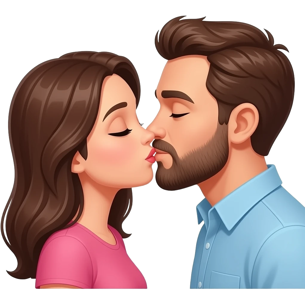 Woman and bearded man kissing emoji
