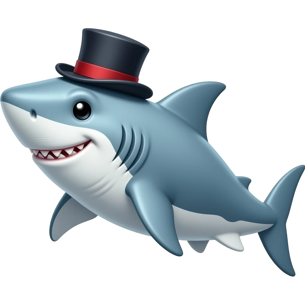 Shark with a top hat emoji