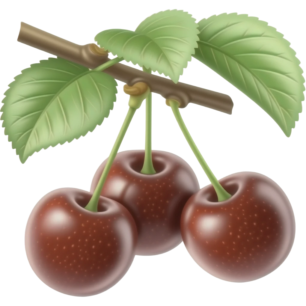 small, fresh early cherries on the tree in spring emoji