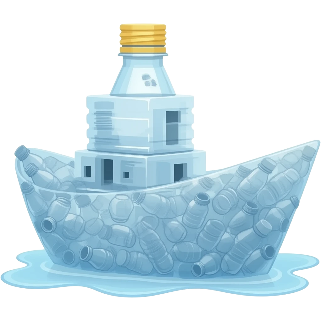 a boat made out of plastic bottles emoji