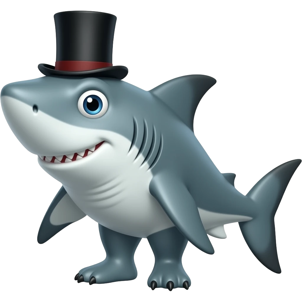 Shark with a top hat emoji