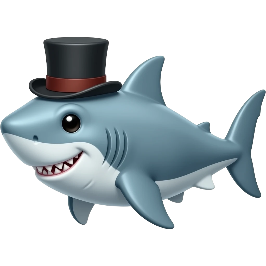 Shark with a top hat emoji