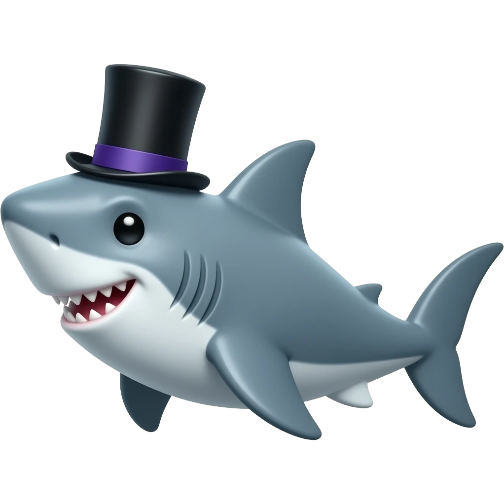 Shark with a top hat emoji