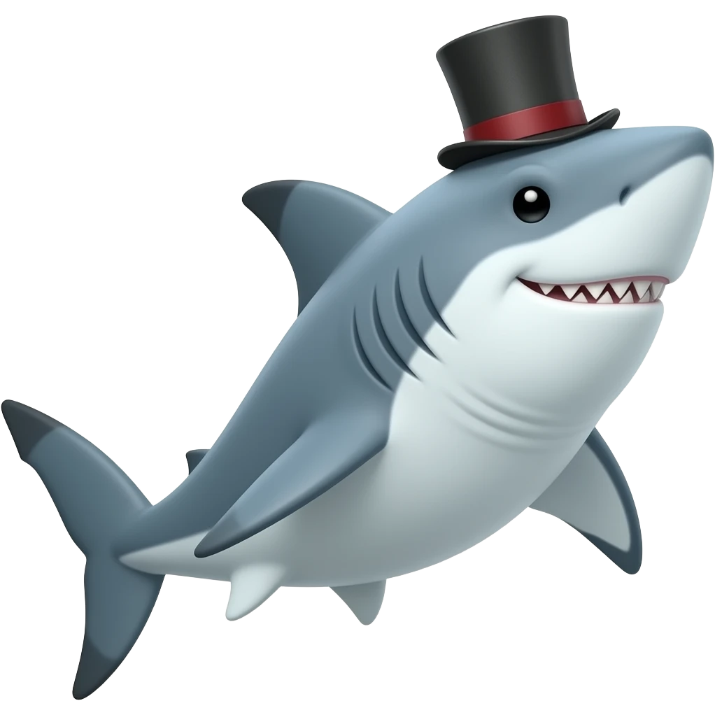 Shark with a top hat emoji