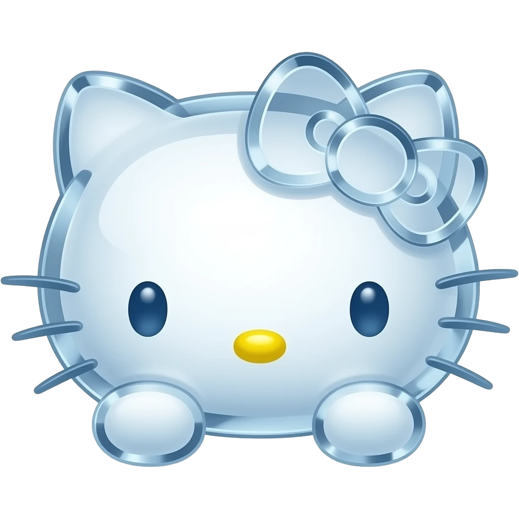 Translucent Crystal see through hello Kitty head with front paws emoji