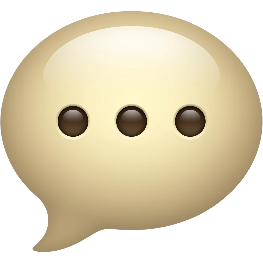 beige speech bubble with three dark brown dots inside emoji