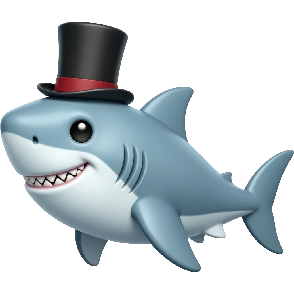 Shark with a top hat emoji