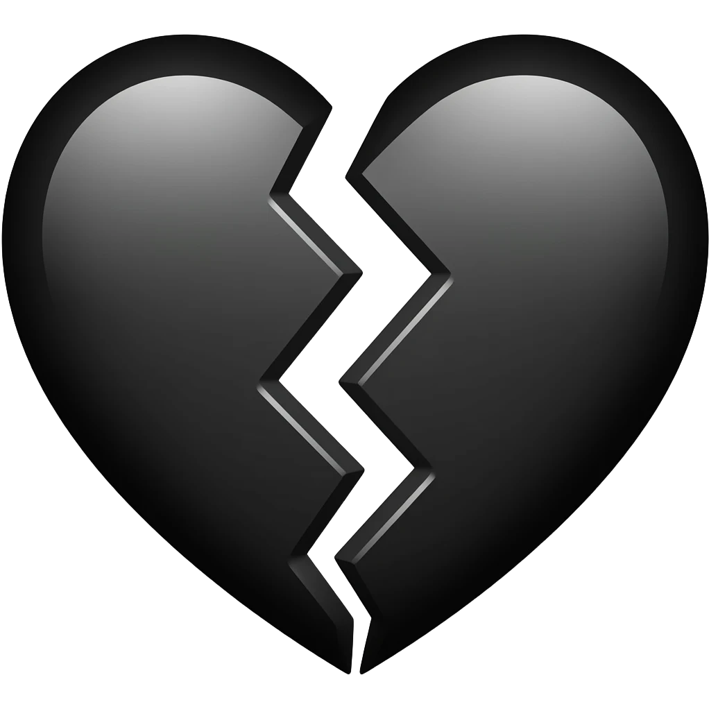 Inverted black broken heart emoji