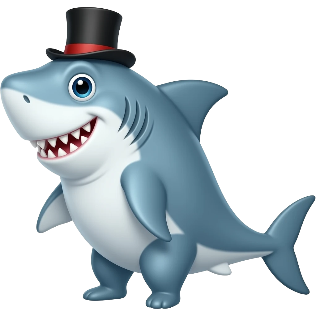 Shark with a top hat emoji