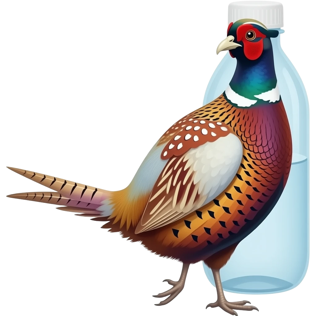 Pheasant with a bottle of water saying goodnight emoji | AI Emoji Generator