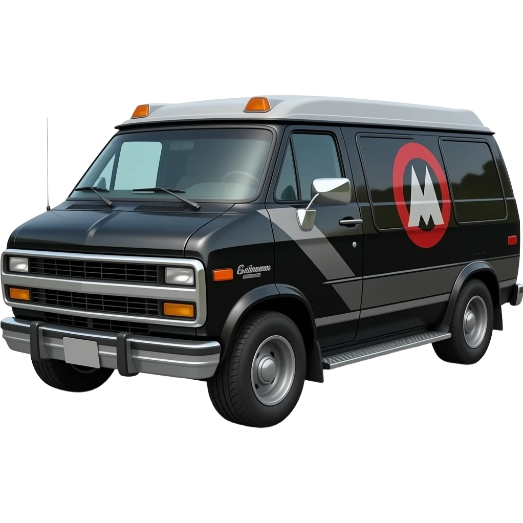 1983 black GM van from A-team, highly detailed hyper realistic emoji