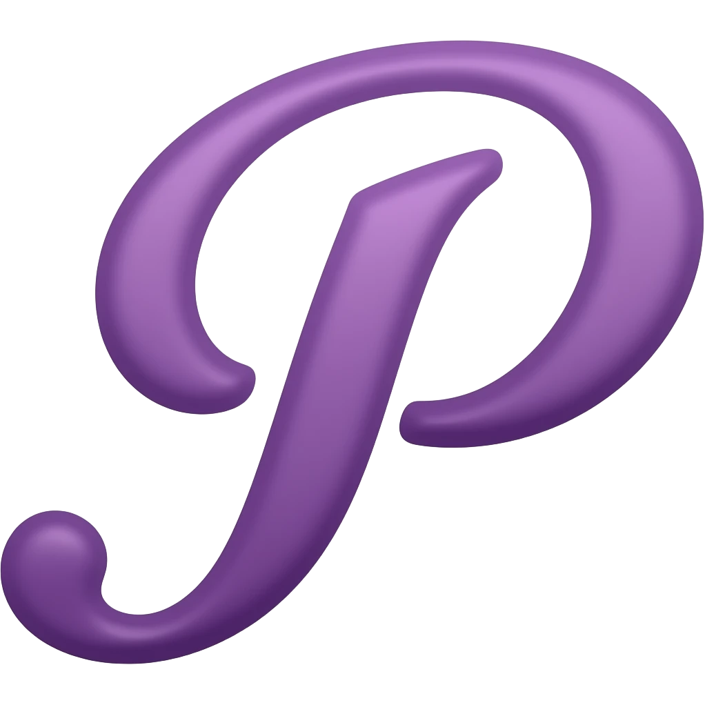 purple letter capital p in cursive style emoji
