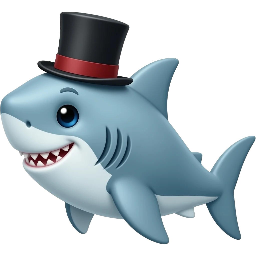 Shark with a top hat emoji