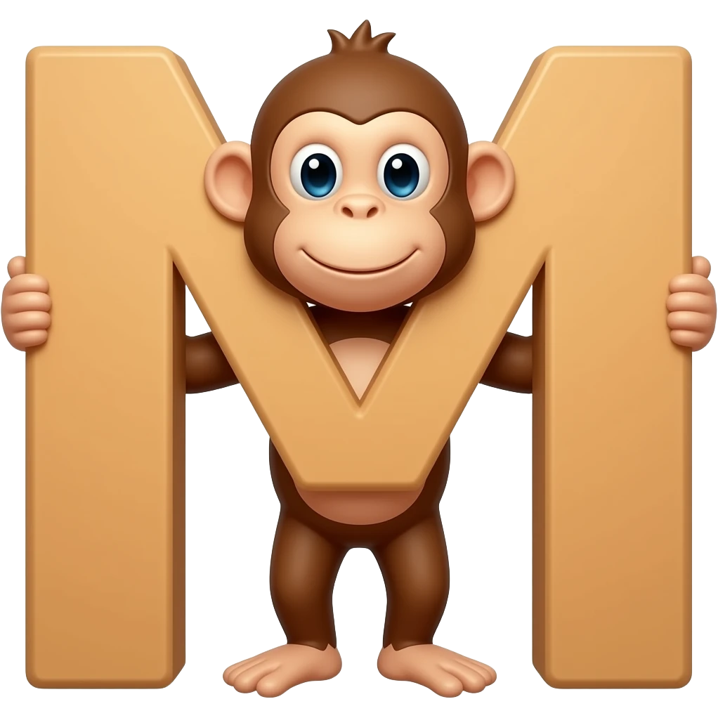 Monkey to letter m emoji