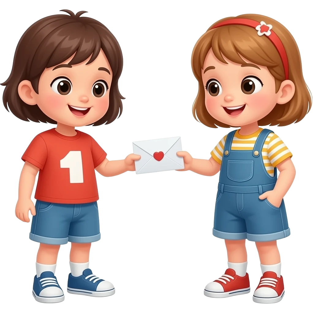편지를 주고 받는 아이들 emoji