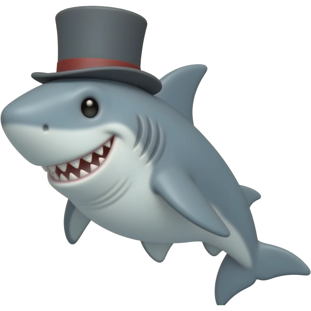 Shark with a top hat emoji