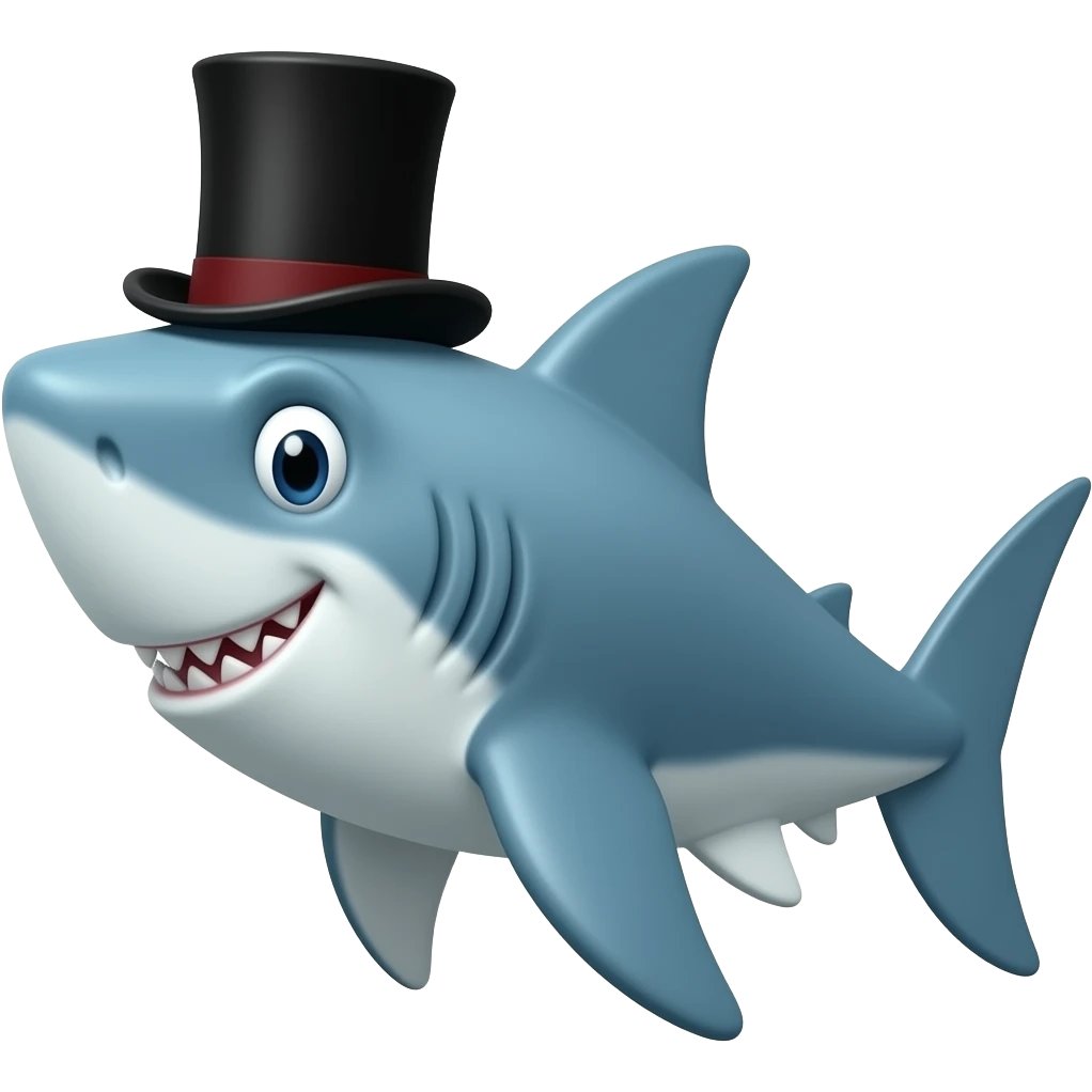 Shark with a top hat emoji