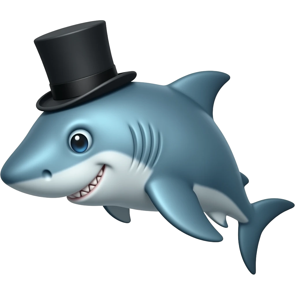 Shark with a top hat emoji