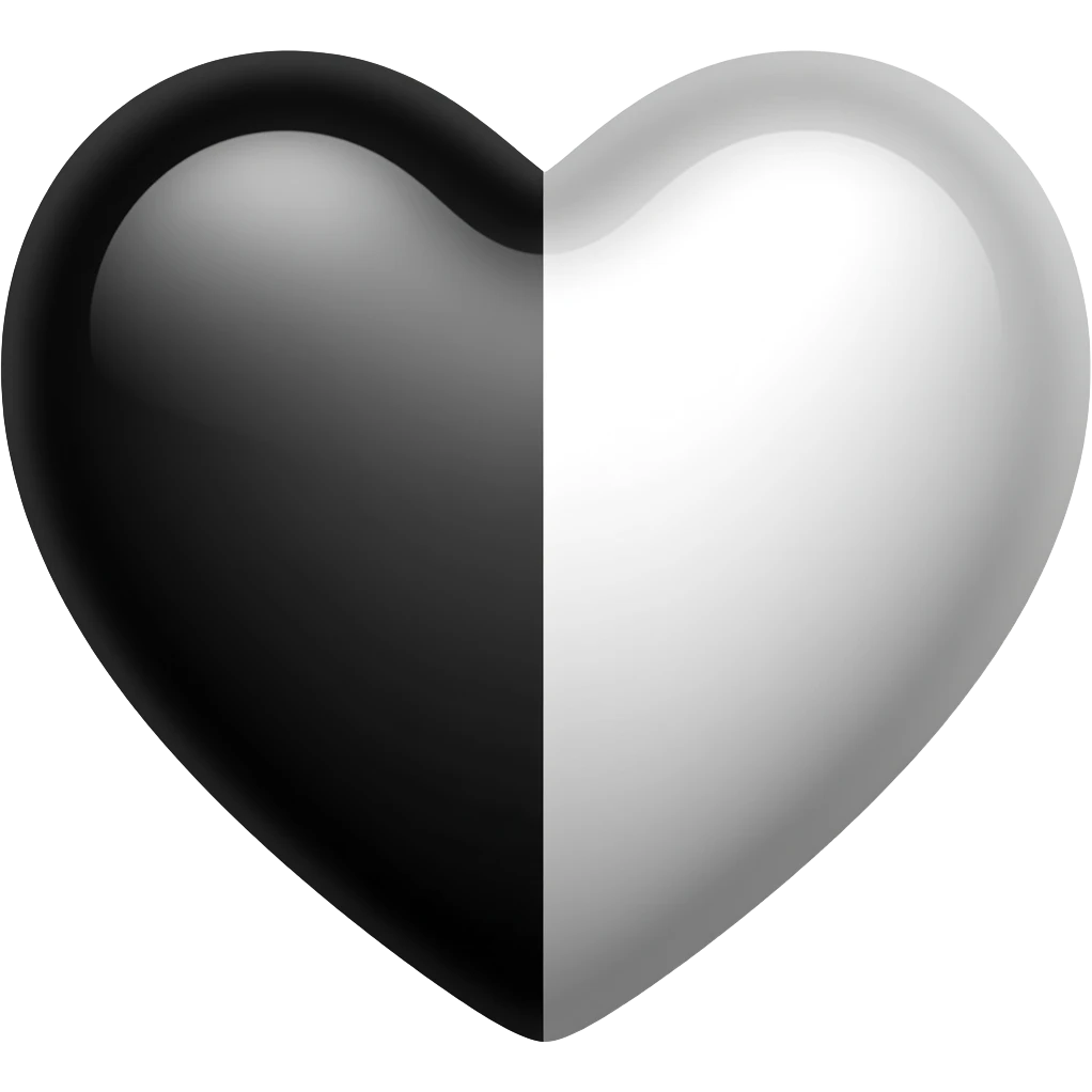 сердце которое наполовину черное и наполовину белое emoji