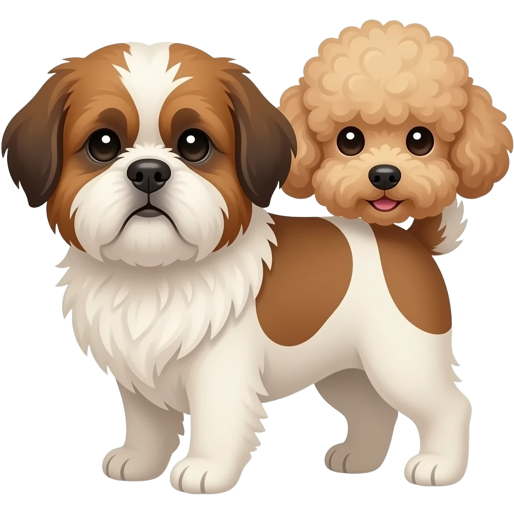 Dark brown and white Shihtzu and light brown toypoodle emoji