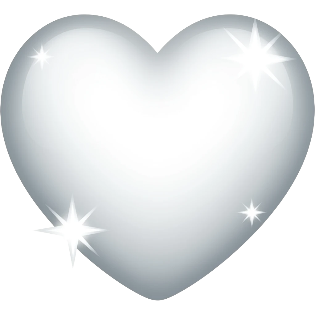 A white heart with bright sparkles emoji