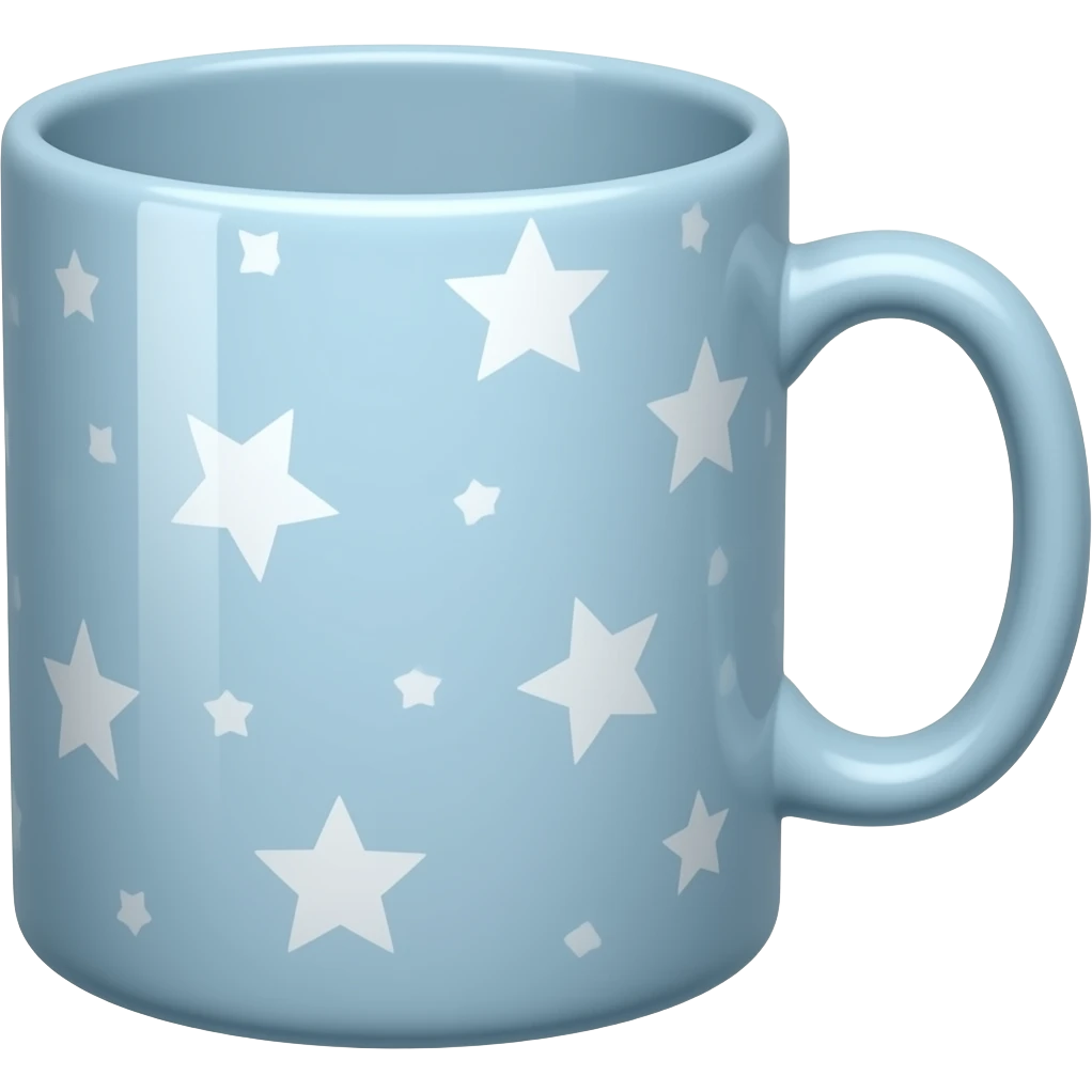 Light blue starry light blue magical mug emoji
