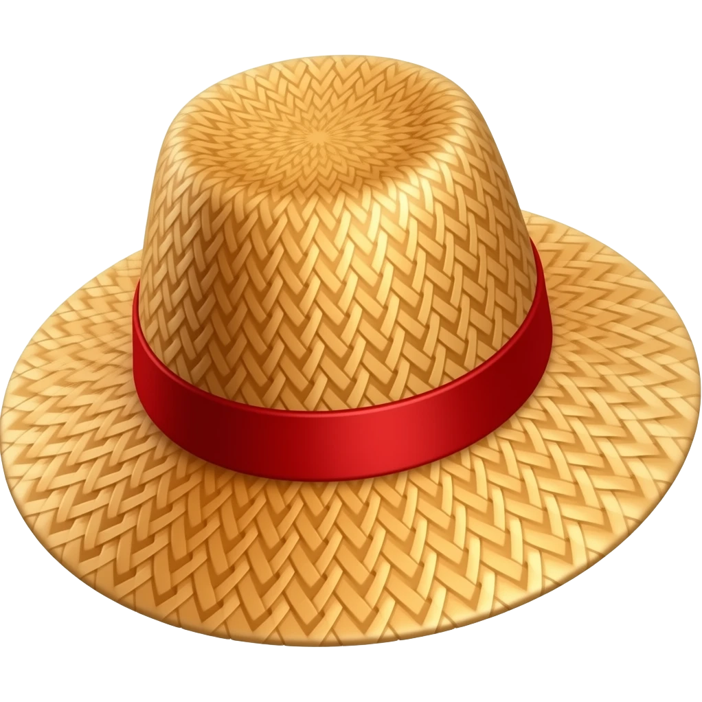 Sombrero de paja naranja con una sinta roja en medio emoji