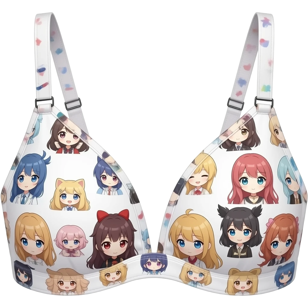日本の可愛い萌え系のアニメキャラがプリントされたブラジャー emoji