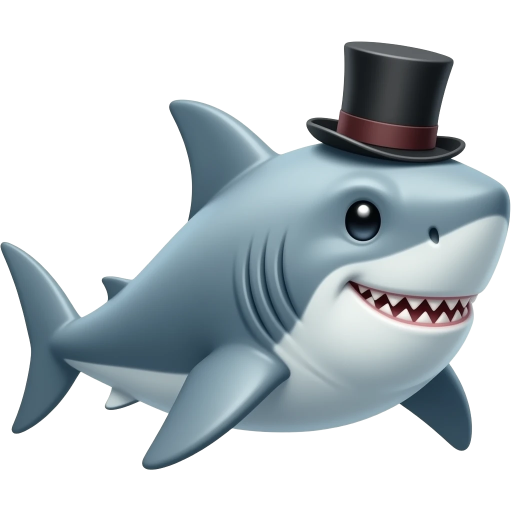 Shark with a top hat emoji