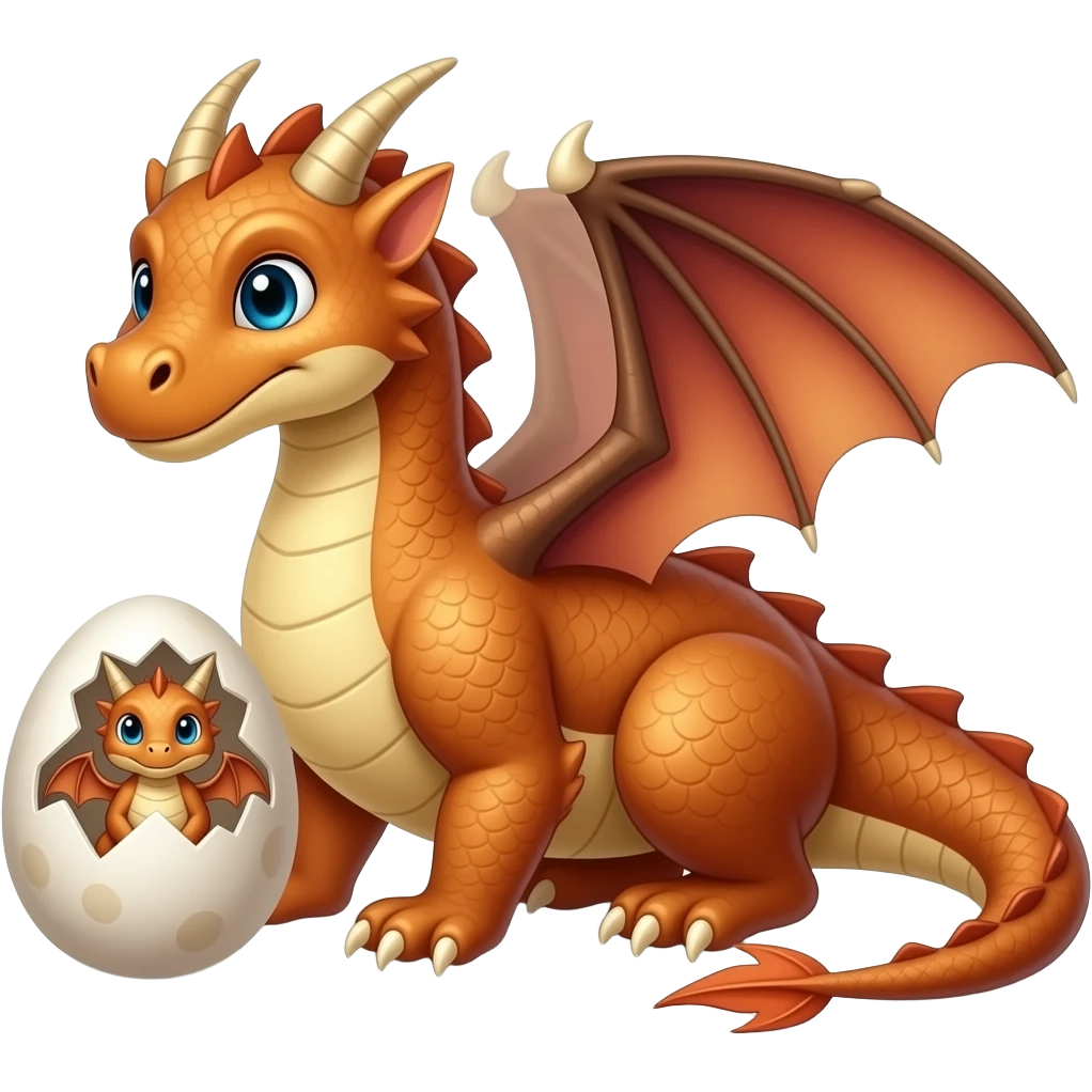 mom dragon and egg with a dragonet in it emoji