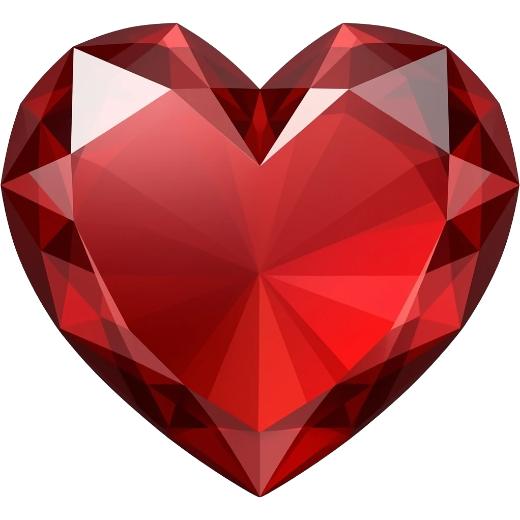 cursed blood red gemstone in shape of heart emoji