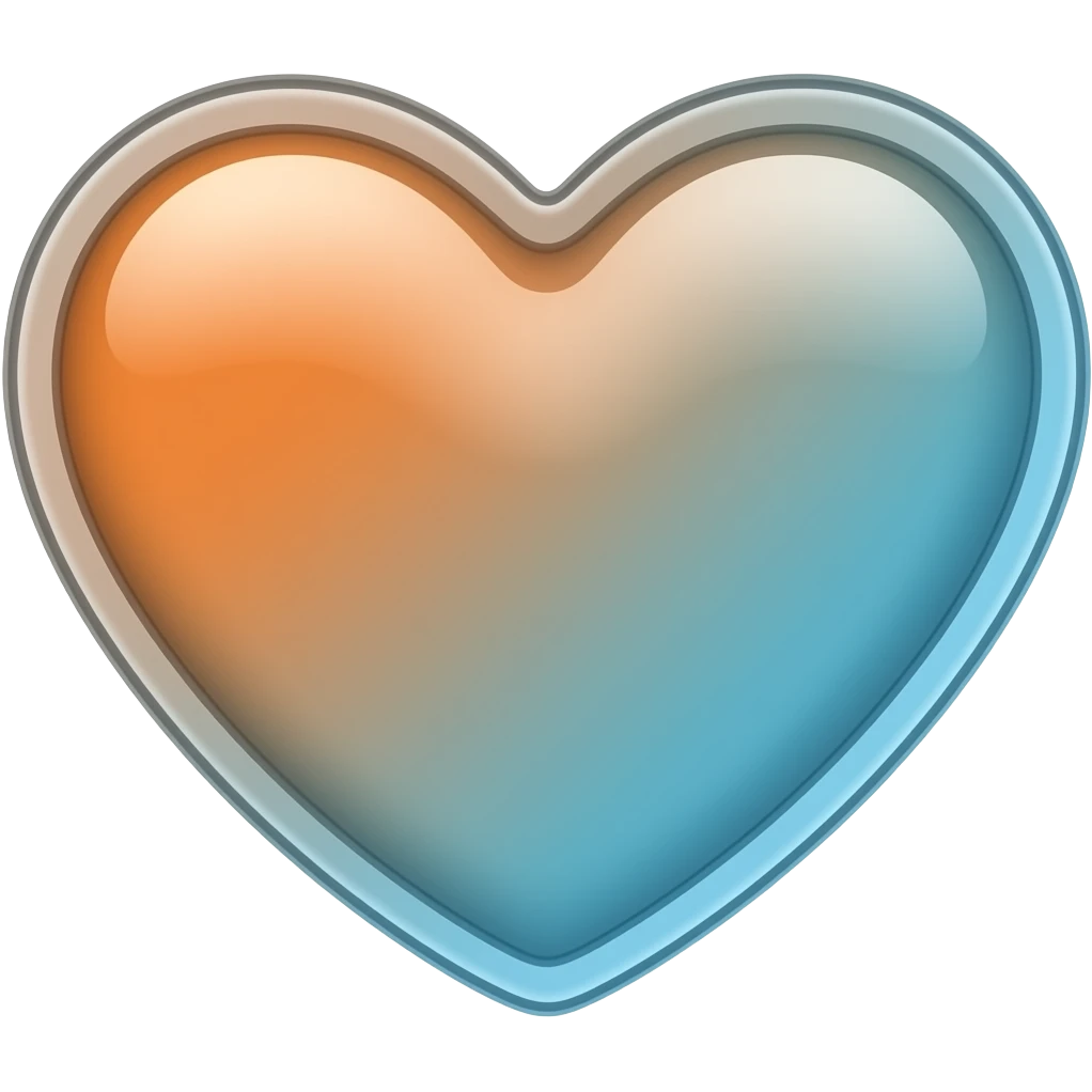 a 4k hd orange to blue diagonal gradient in a glass heart emoji | AI ...