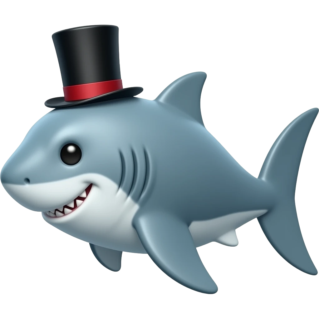 Shark with a top hat emoji