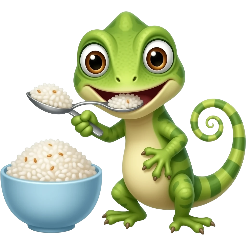 🦎🥄🍚 蜥蜴吃食物 emoji