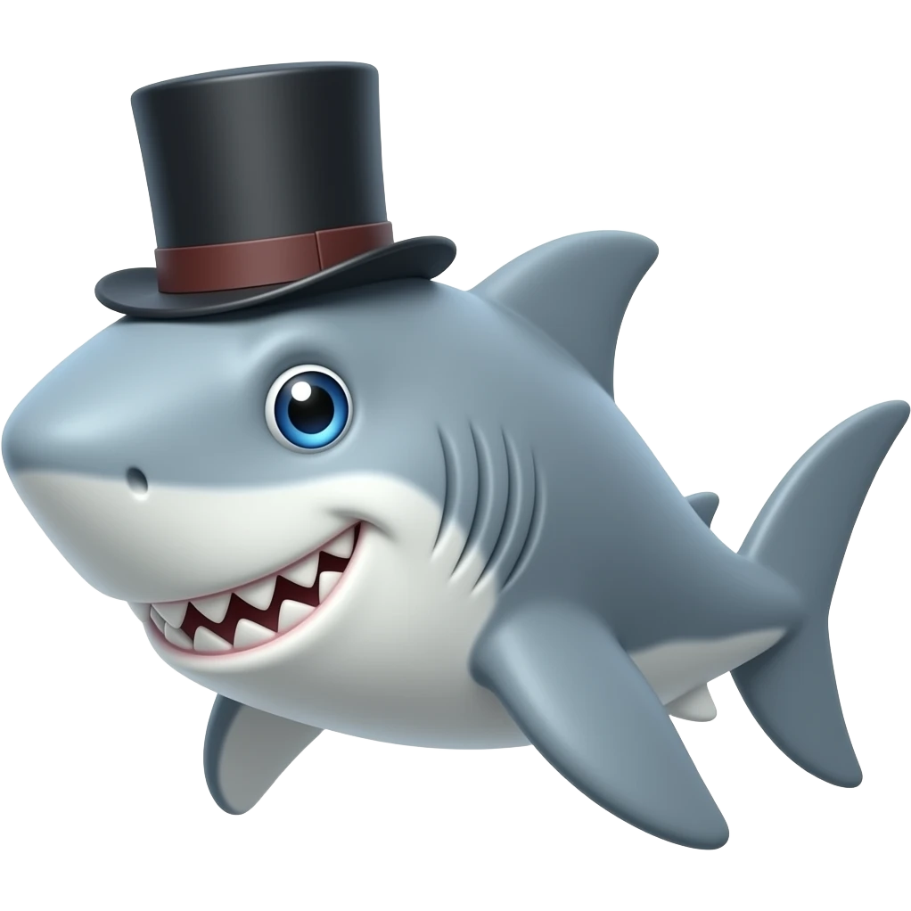 Shark with a top hat emoji