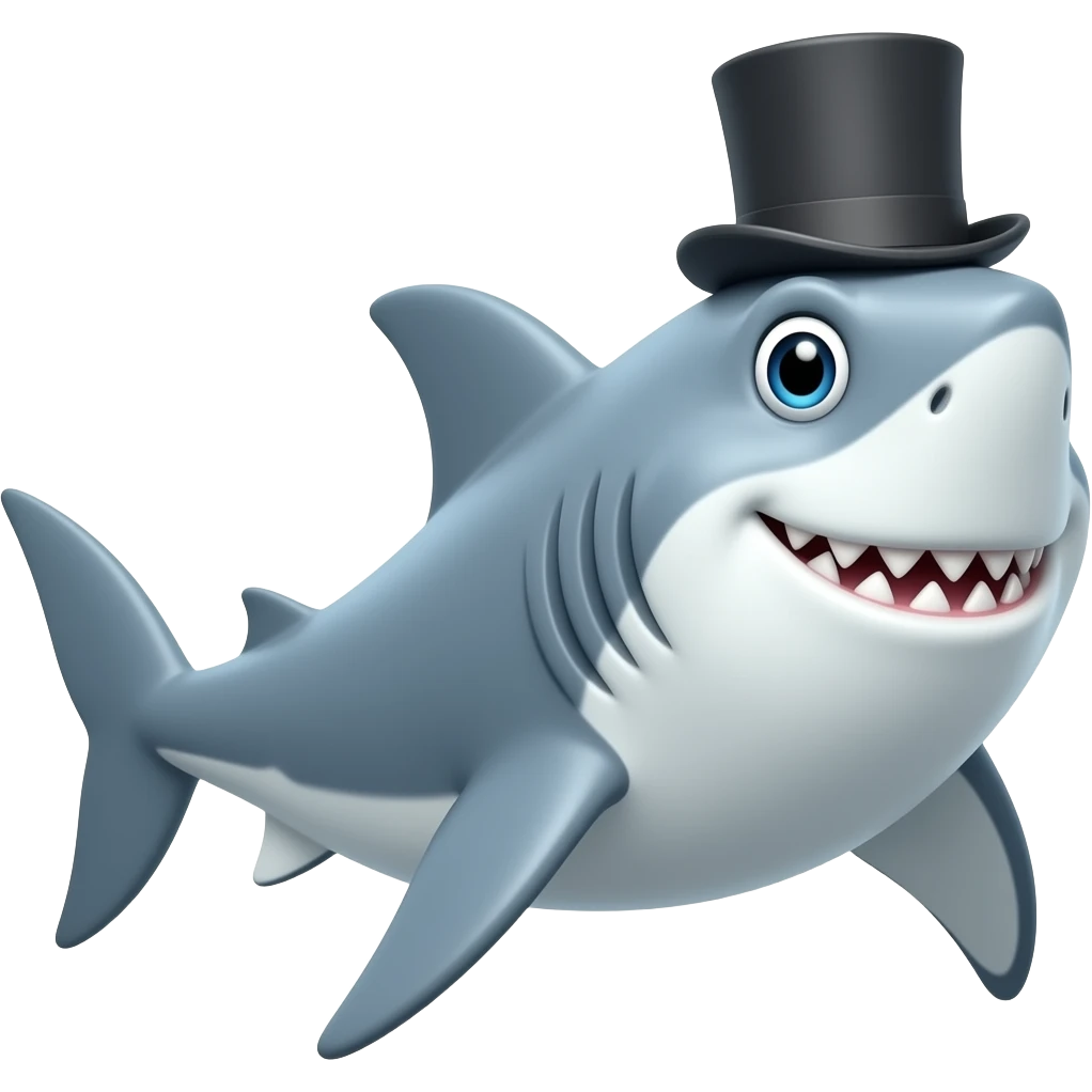 Shark with a top hat emoji