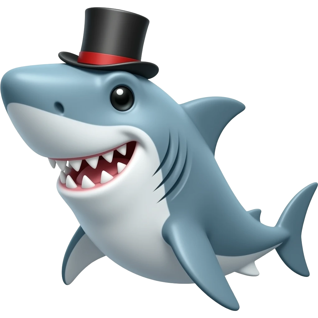 Shark with a top hat emoji