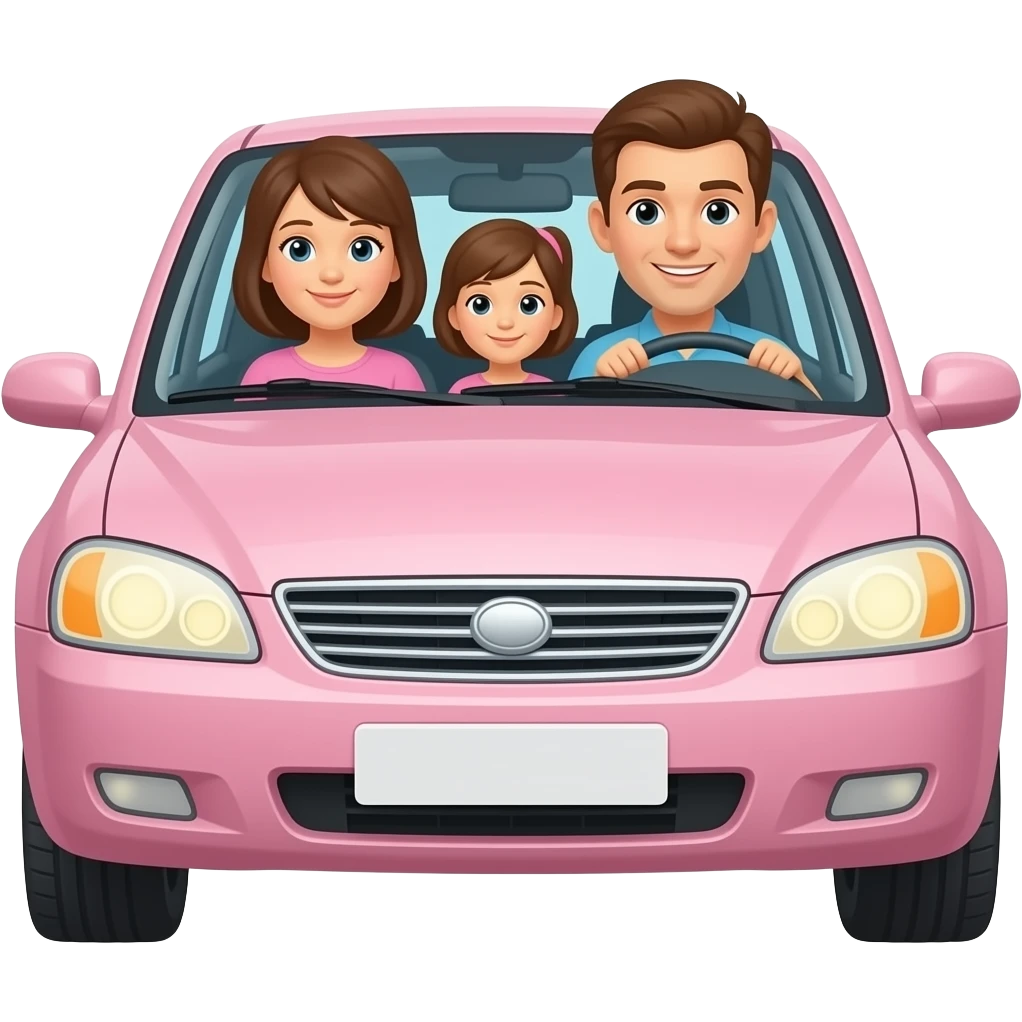 Family in light pink car emoji
