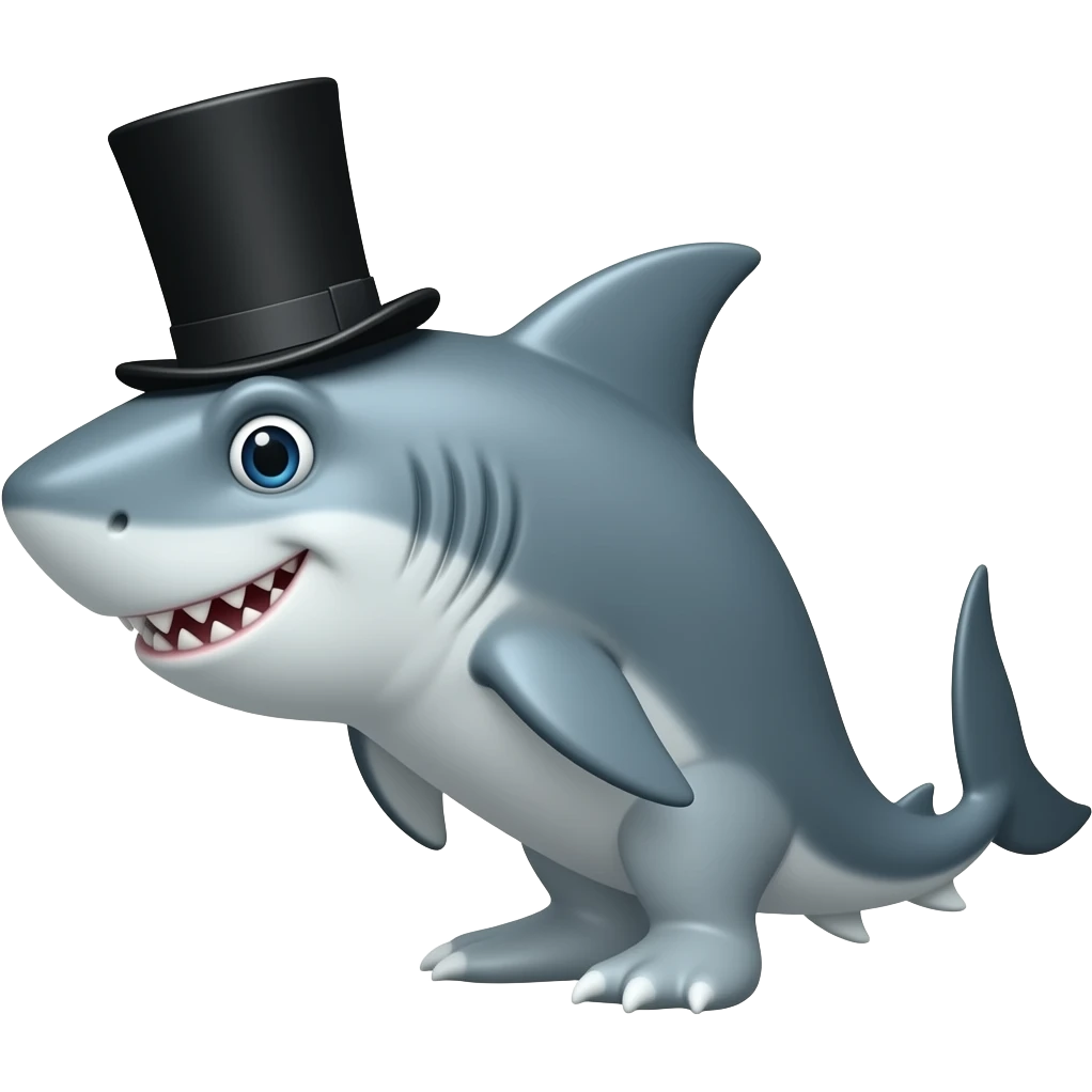 Shark with a top hat emoji