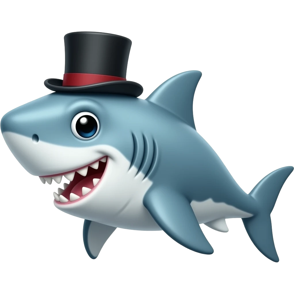 Shark with a top hat emoji