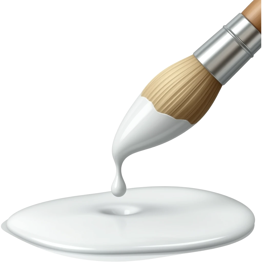 Paint brush with white paint dripping off it emoji